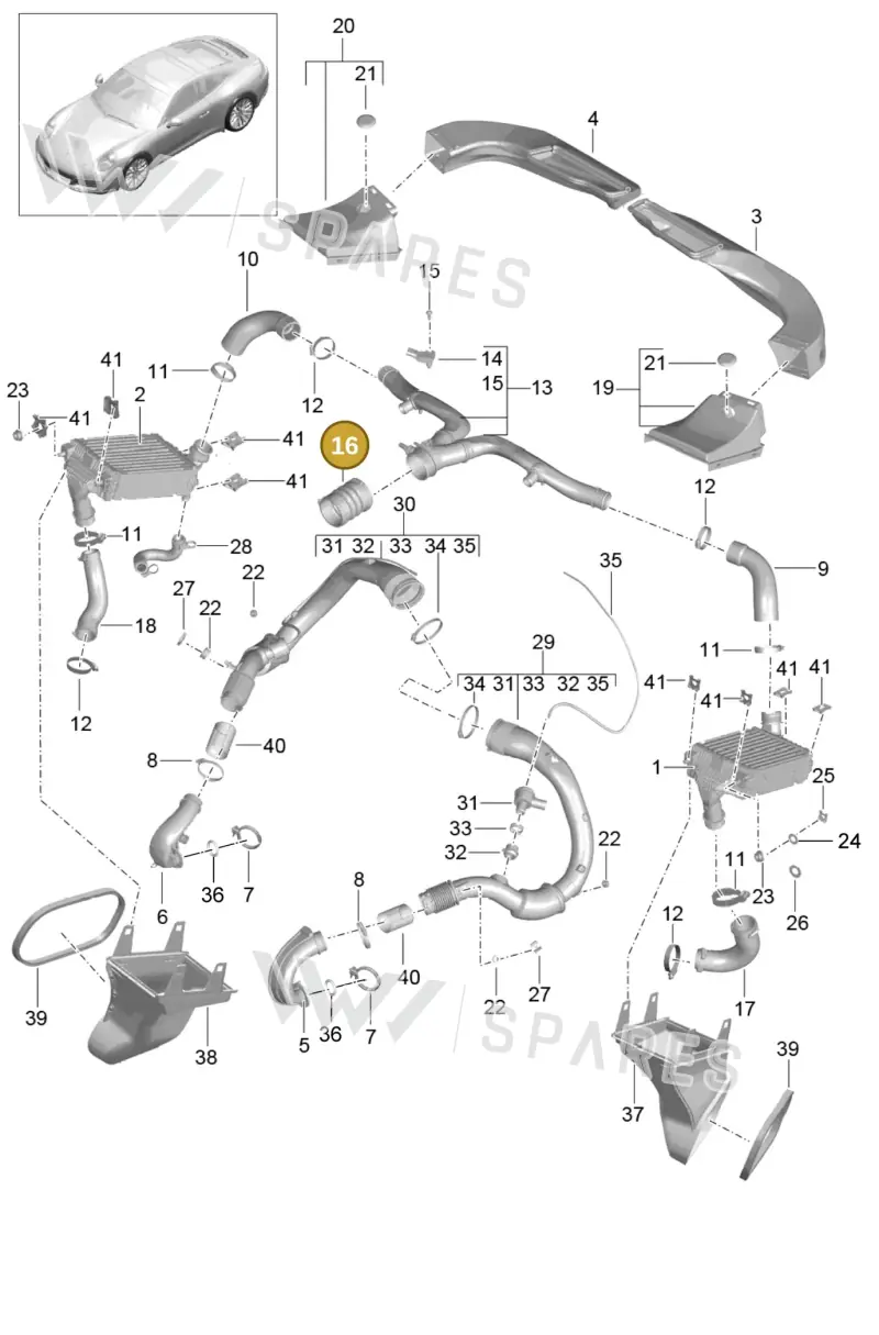 9P1129659 — Porsche 911 (2016-2019) diagram p47107020, position 16