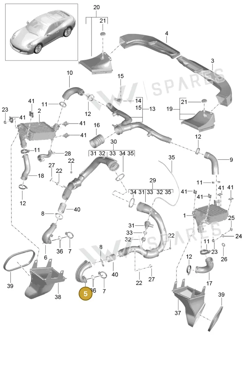 9P1145583A — Porsche 911 (2016-2019) diagram p47107020, position 5