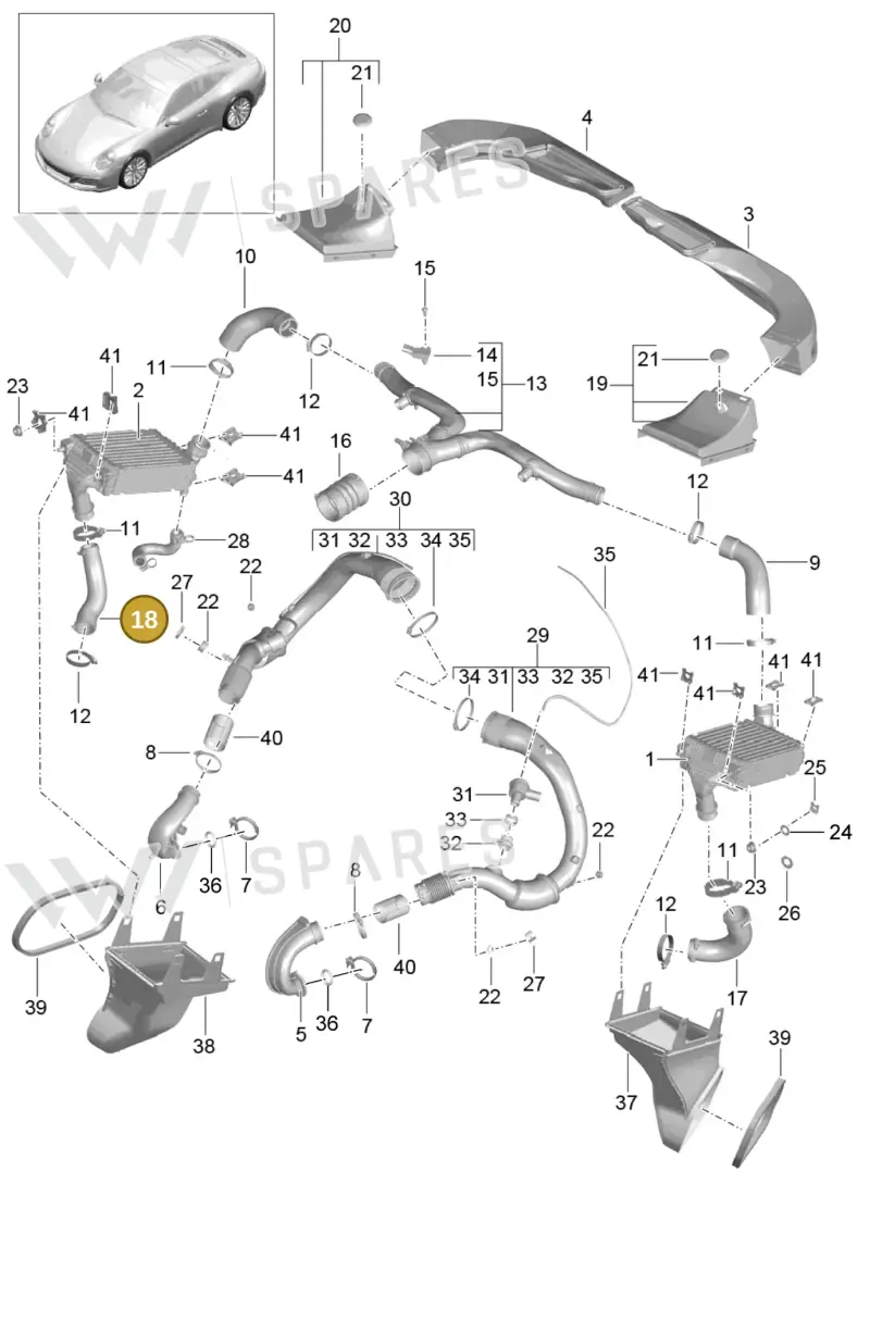 9P1145720A — Porsche 911 (2016-2019) diagram p47107020, position 18