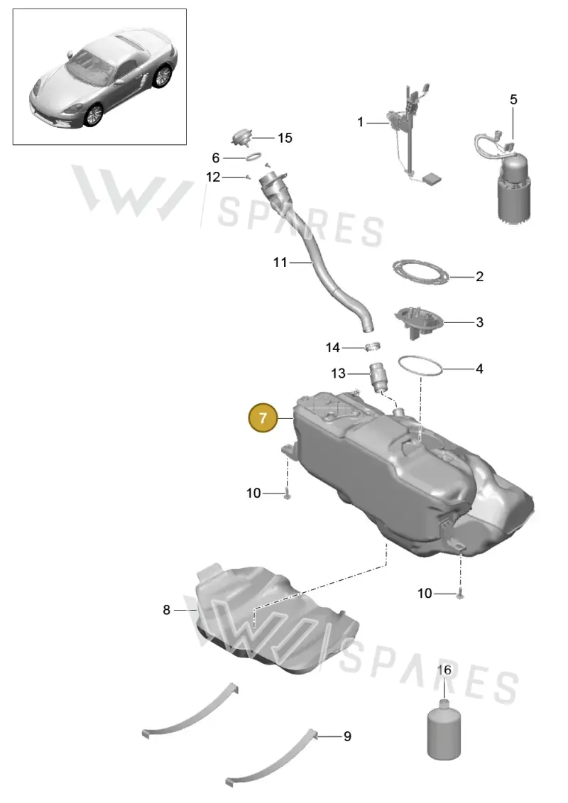 9P1201075D — Porsche Boxster (2016-2019) diagram p48201000, position 7