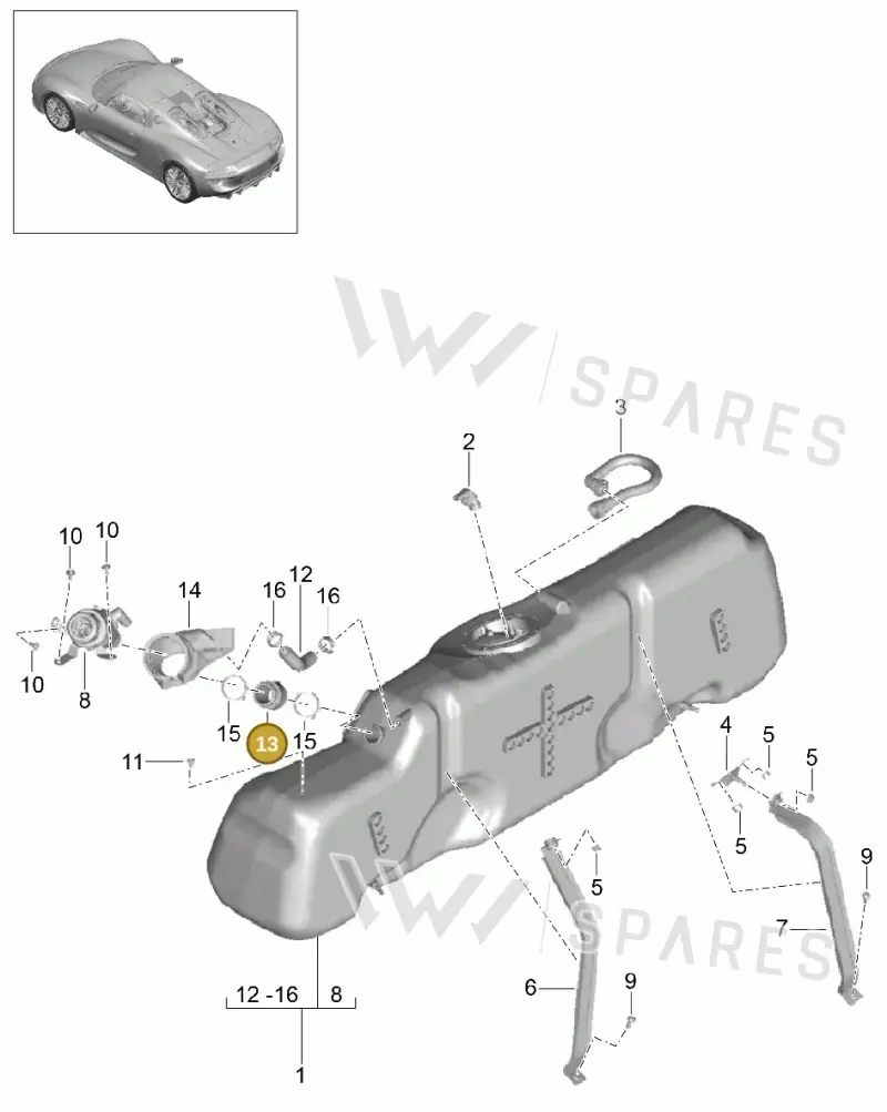 9P1201543 — Porsche 918 Spyder (2014-2015) diagram p43201000, position 13