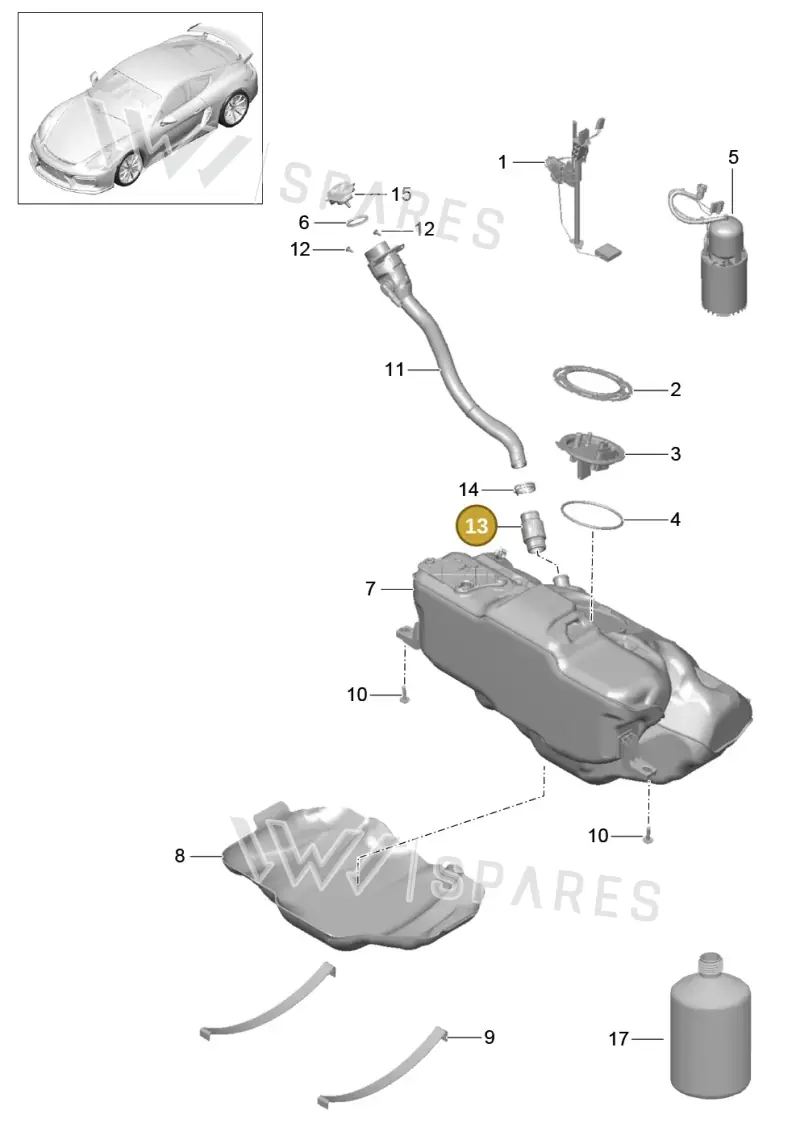 9P1201543 — Porsche Cayman GT4 (2015-2016) diagram p45201000, position 13