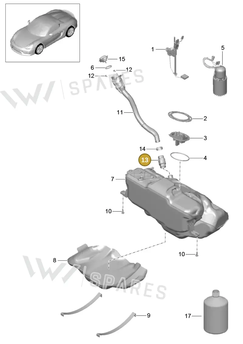 9P1201543 — Porsche Boxster Spyder (2015-2016) diagram p46201000, position 13