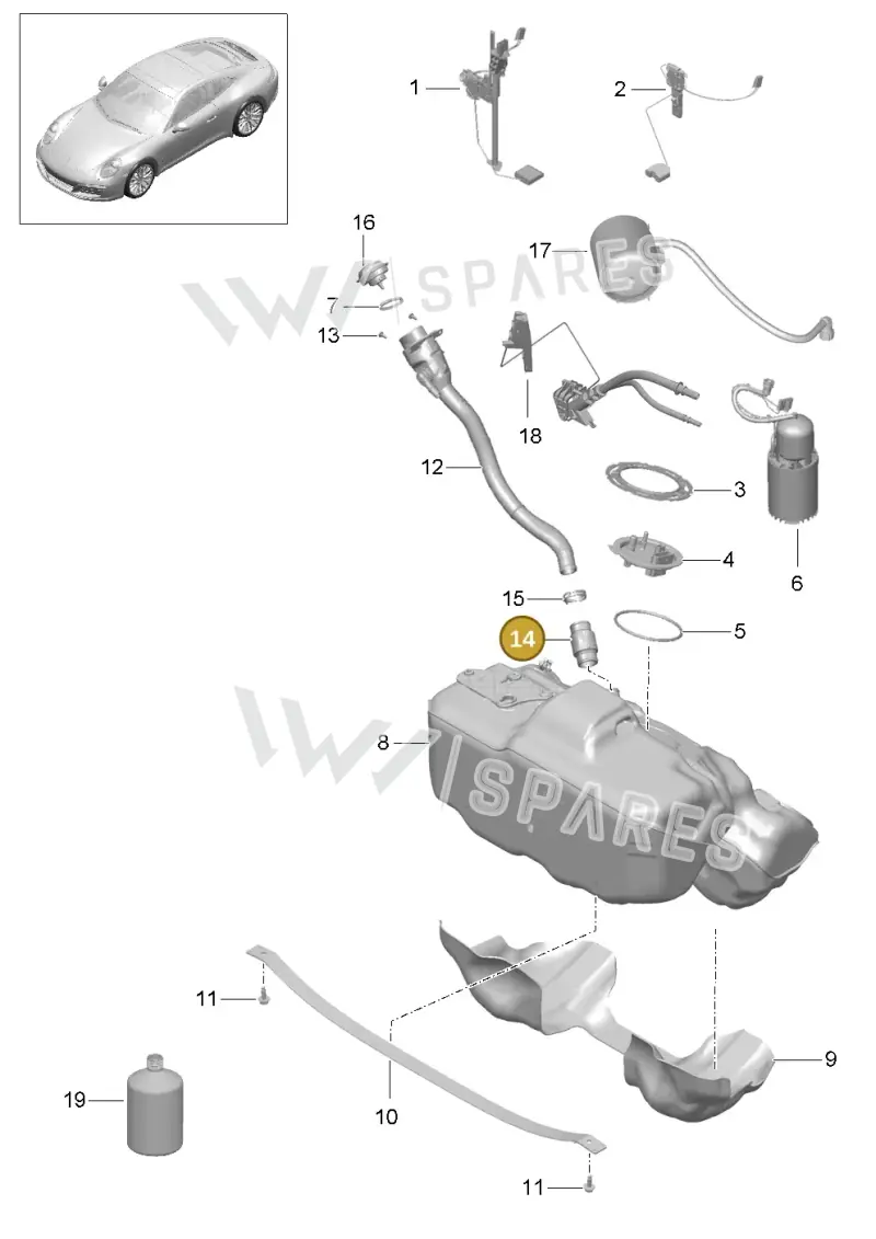 9P1201543 — Porsche 911 (2016-2019) diagram p47201000, position 14