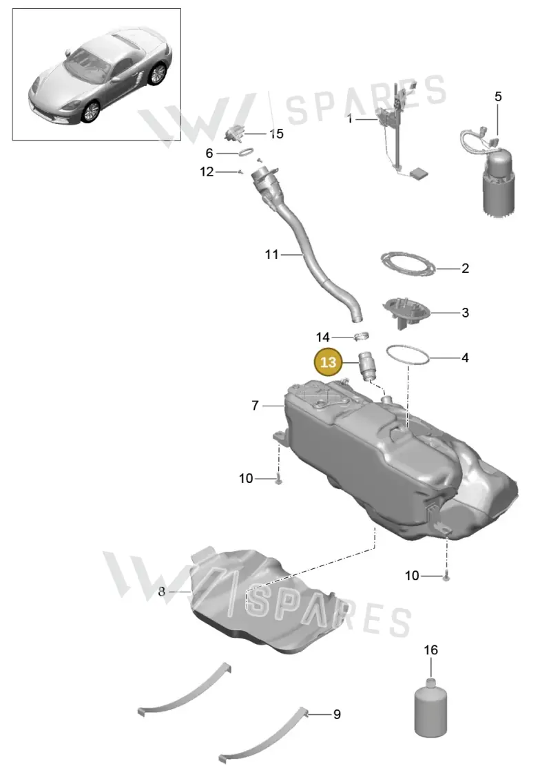 9P1201543 — Porsche Boxster (2016-2019) diagram p48201000, position 13