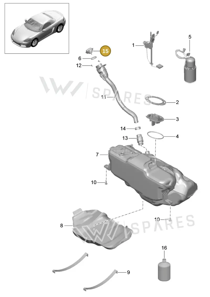 9P1201550 — Porsche Boxster (2016-2019) diagram p48201000, position 15