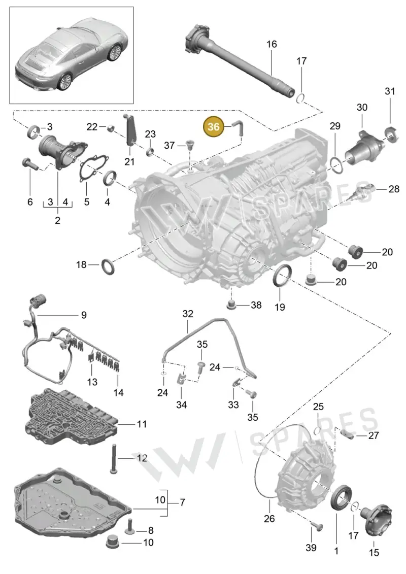 9P1301065 — Porsche 911 (2016-2019) diagram p47320005, position 36