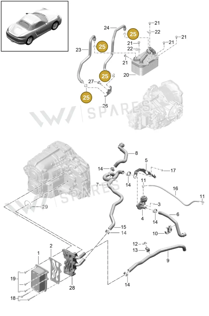 9P1301185A — Porsche Boxster (2016-2019) diagram p48360000, position 25