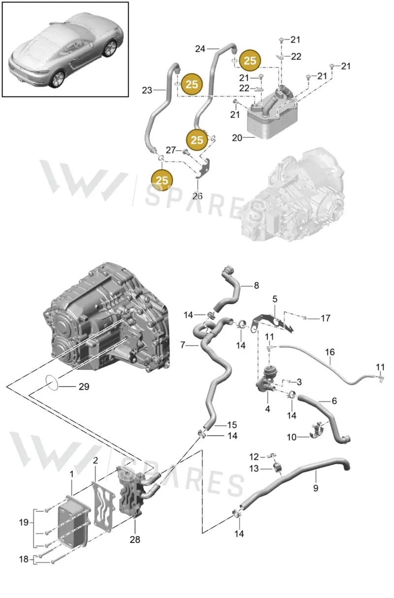 9P1301185A — Porsche Cayman (2016-2019) diagram p50360000, position 25