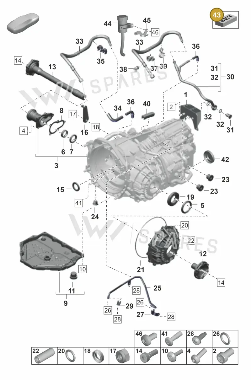 9P1331101 — Porsche 911 (2021-2022) diagram p59302100, position 43