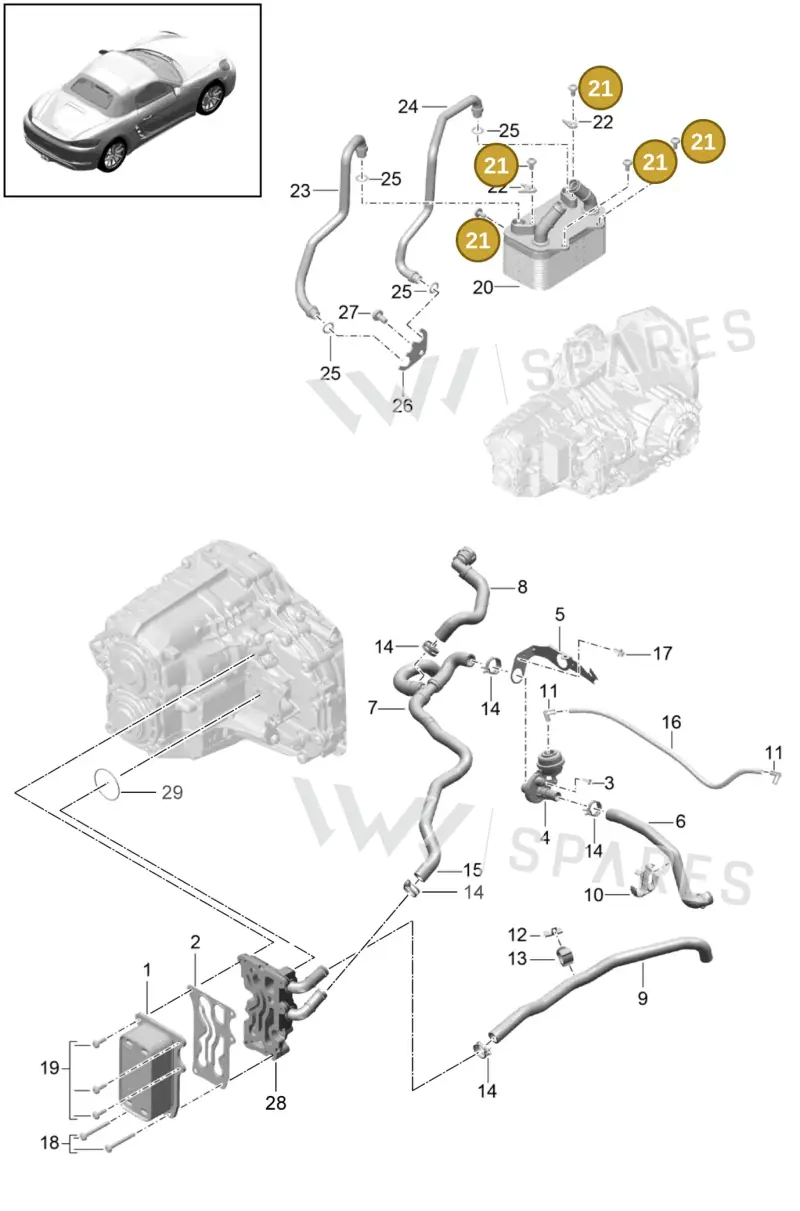 9P1399265J — Porsche Boxster (2016-2019) diagram p48360000, position 21