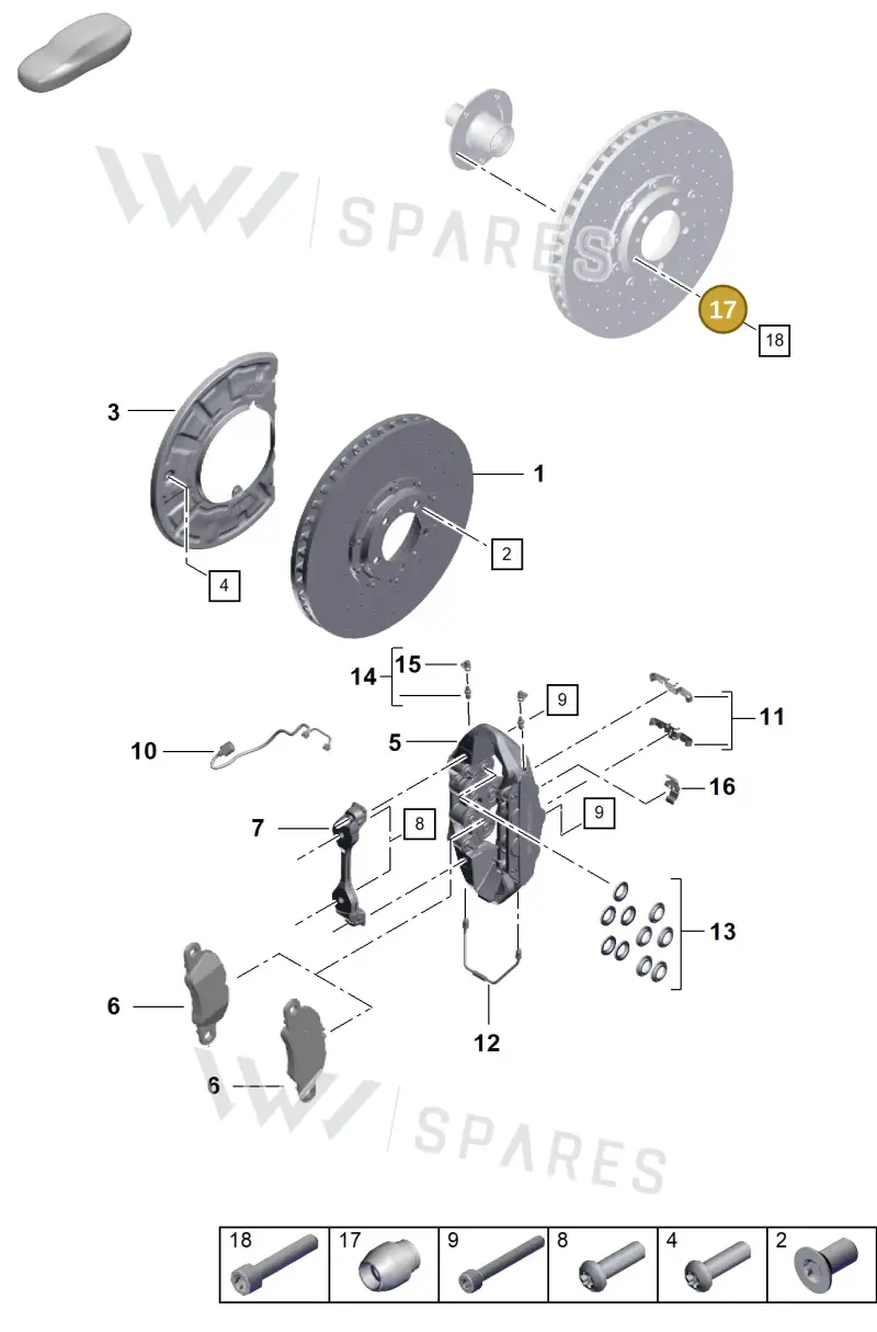 9P1401111A — Porsche 911 (2020-2022) diagram p57602000, position 17