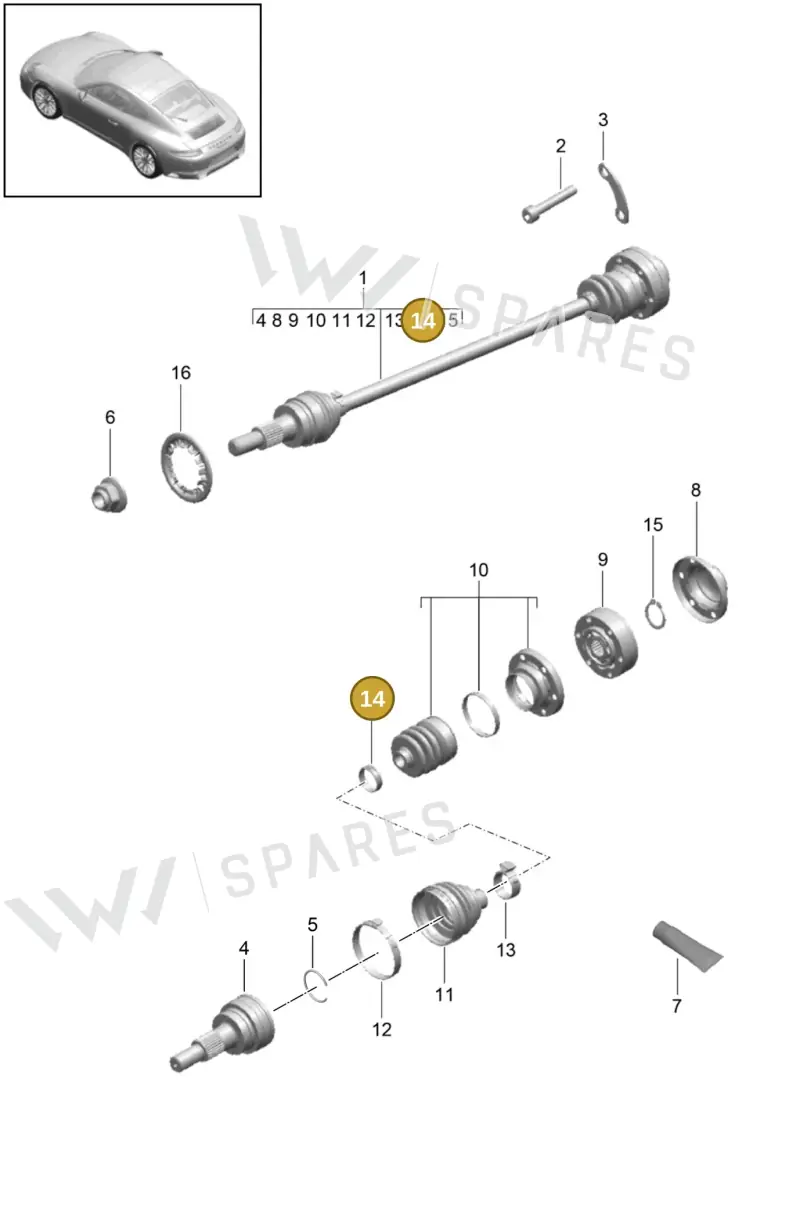 9P1407293 — Porsche 911 (2016-2019) diagram p47401010, position 14