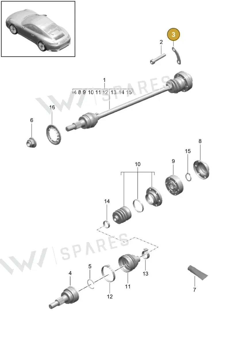 9P1407306 — Porsche 911 (2016-2019) diagram p47401010, position 3