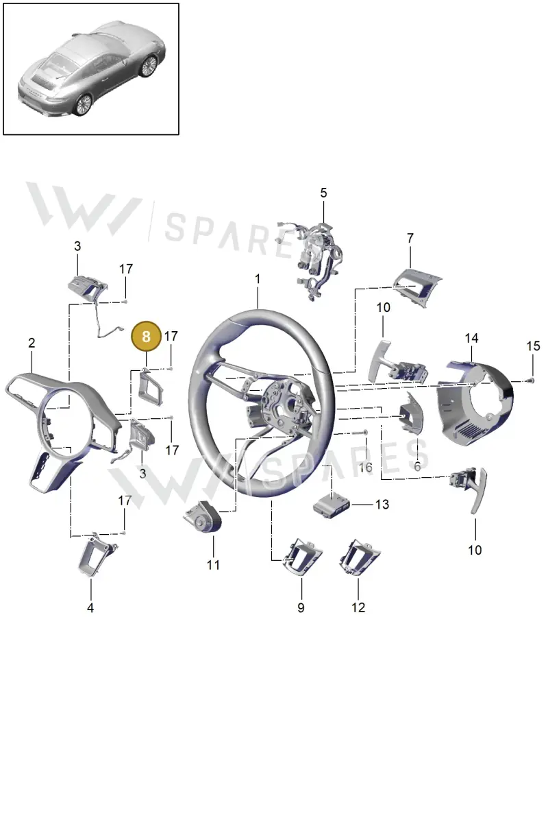 9P1419937DGT8 — Porsche 911 (2016-2019) diagram p47403010, position 8