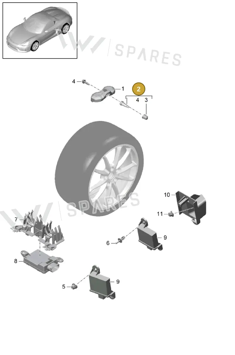 9P1601361F — Porsche Boxster Spyder (2015-2016) diagram p46601005, position 2
