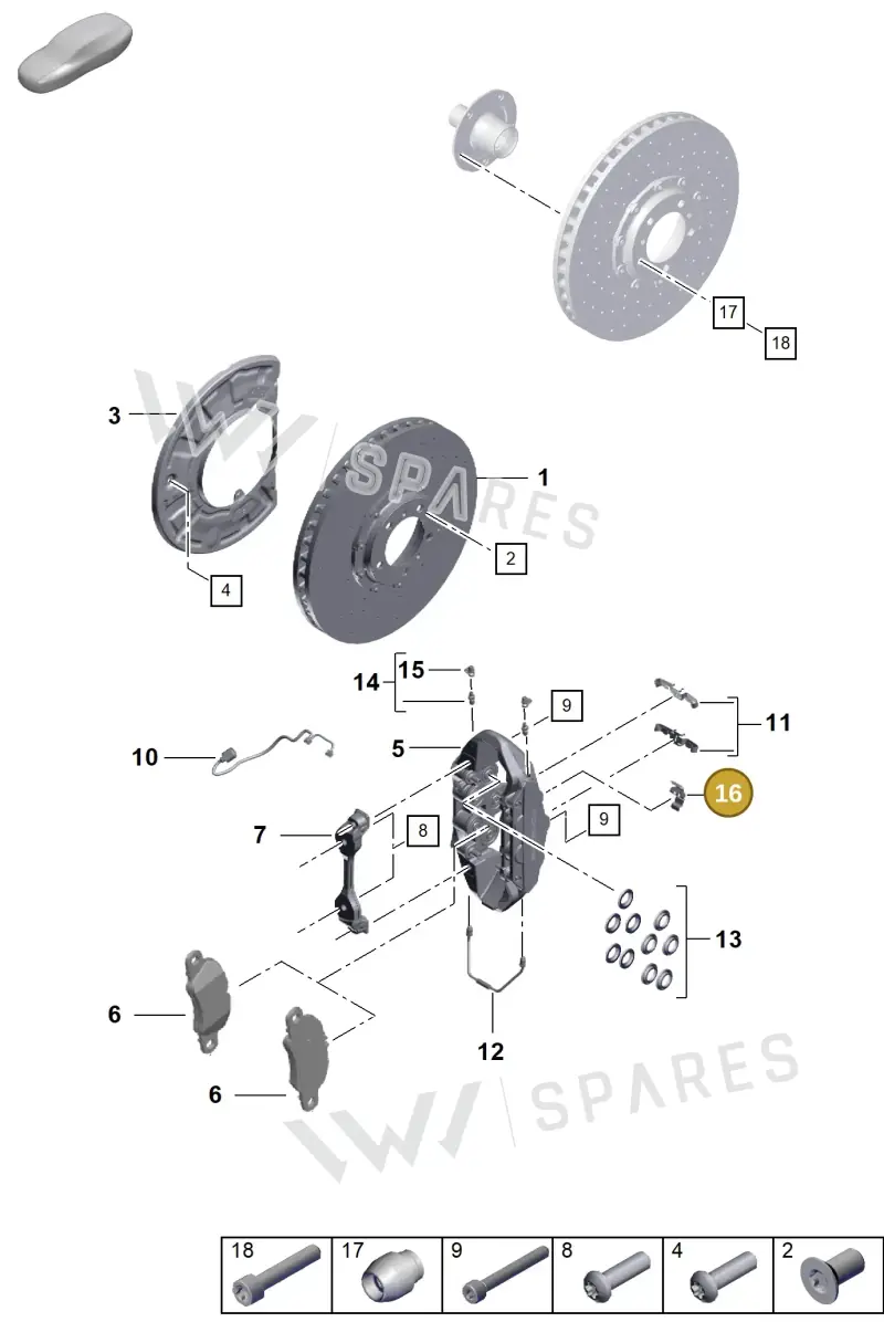 9P1615133A — Porsche 911 (2020-2022) diagram p57602000, position 16