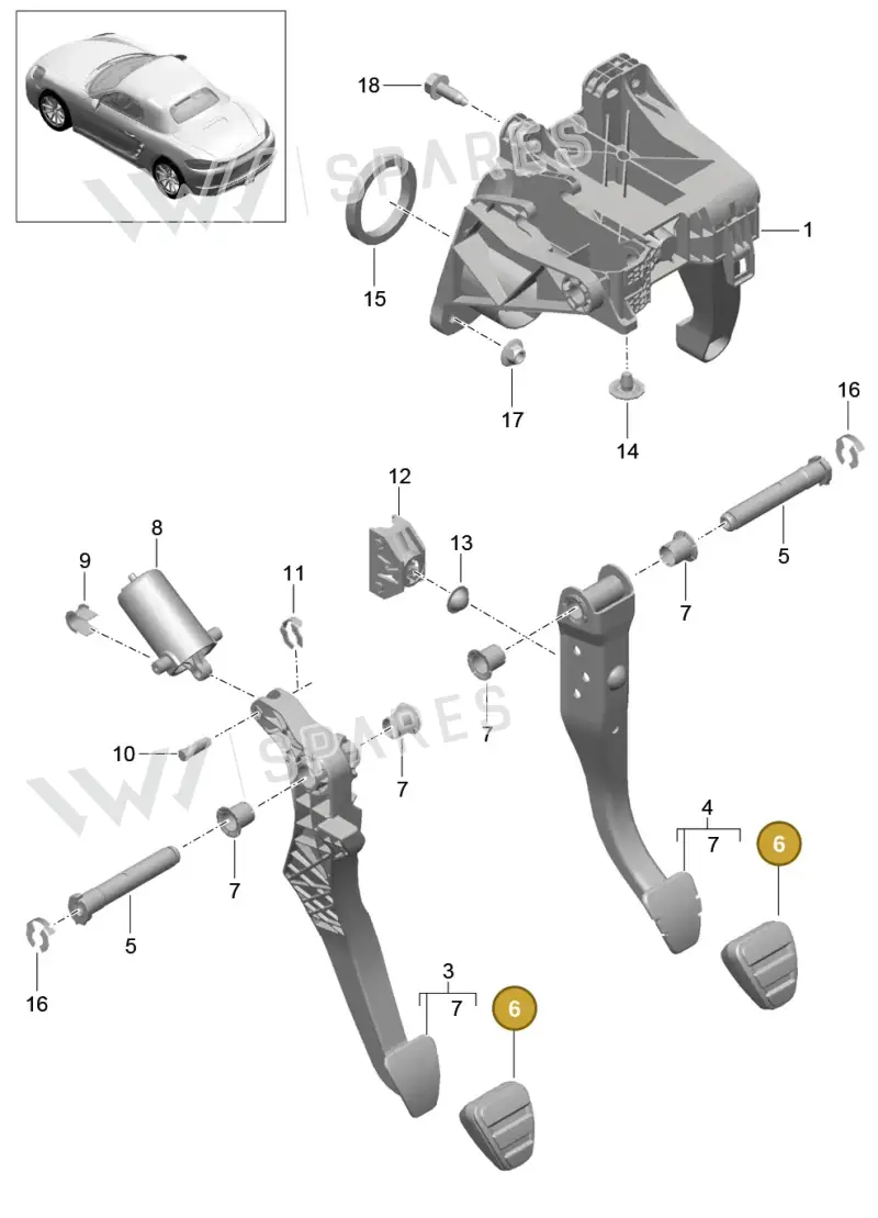 9P1721173A — Porsche Boxster (2016-2019) diagram p48702000, position 6
