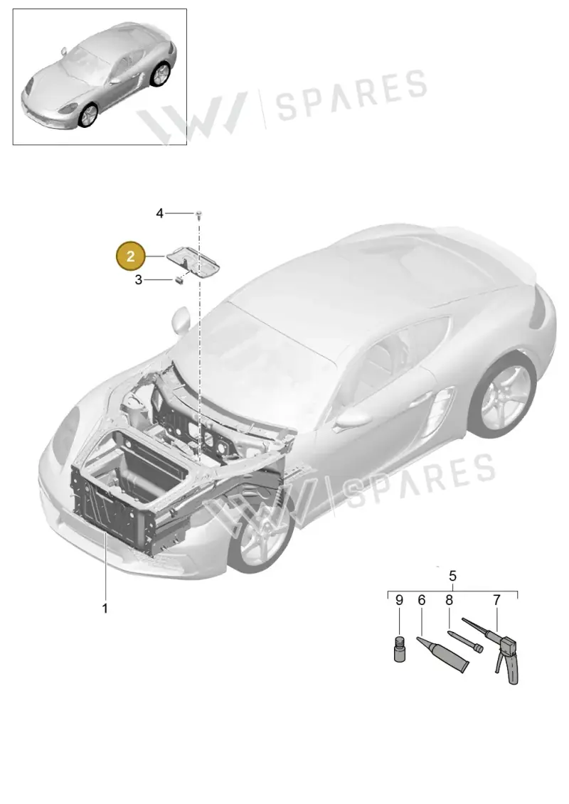 9P1804825A — Porsche Cayman (2016-2019) diagram p50801005, position 2