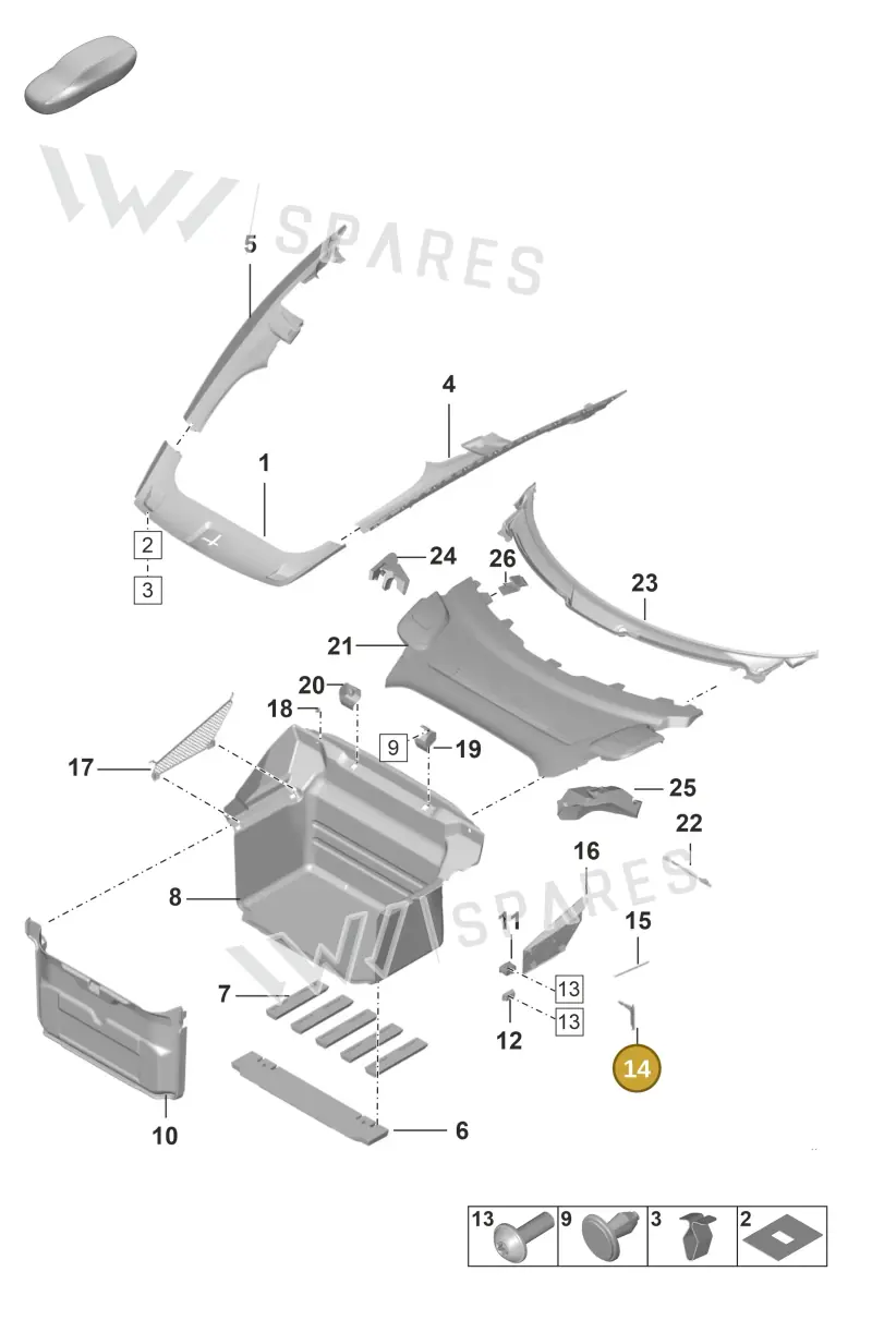 9P1825263 — Porsche 911 (2018-2024) diagram p53807000, position 14