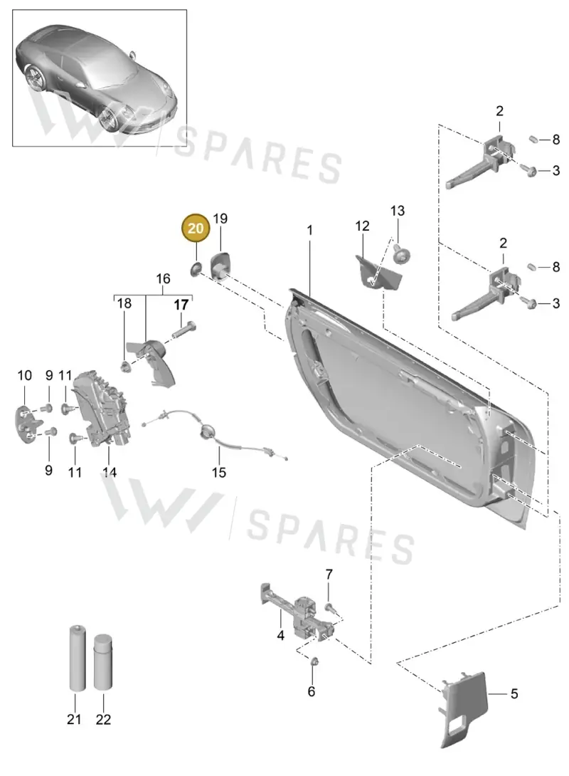 9P1837111A1E0 — Porsche 991 Carrera 4 (2011-2016) diagram p38804000, position 20