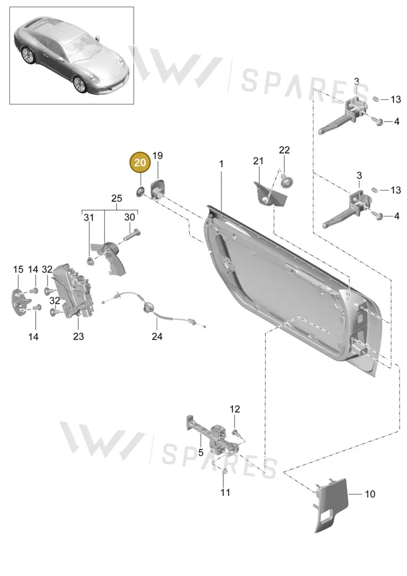 9P1837111A1E0 — Porsche 911 (2016-2019) diagram p47804000, position 20