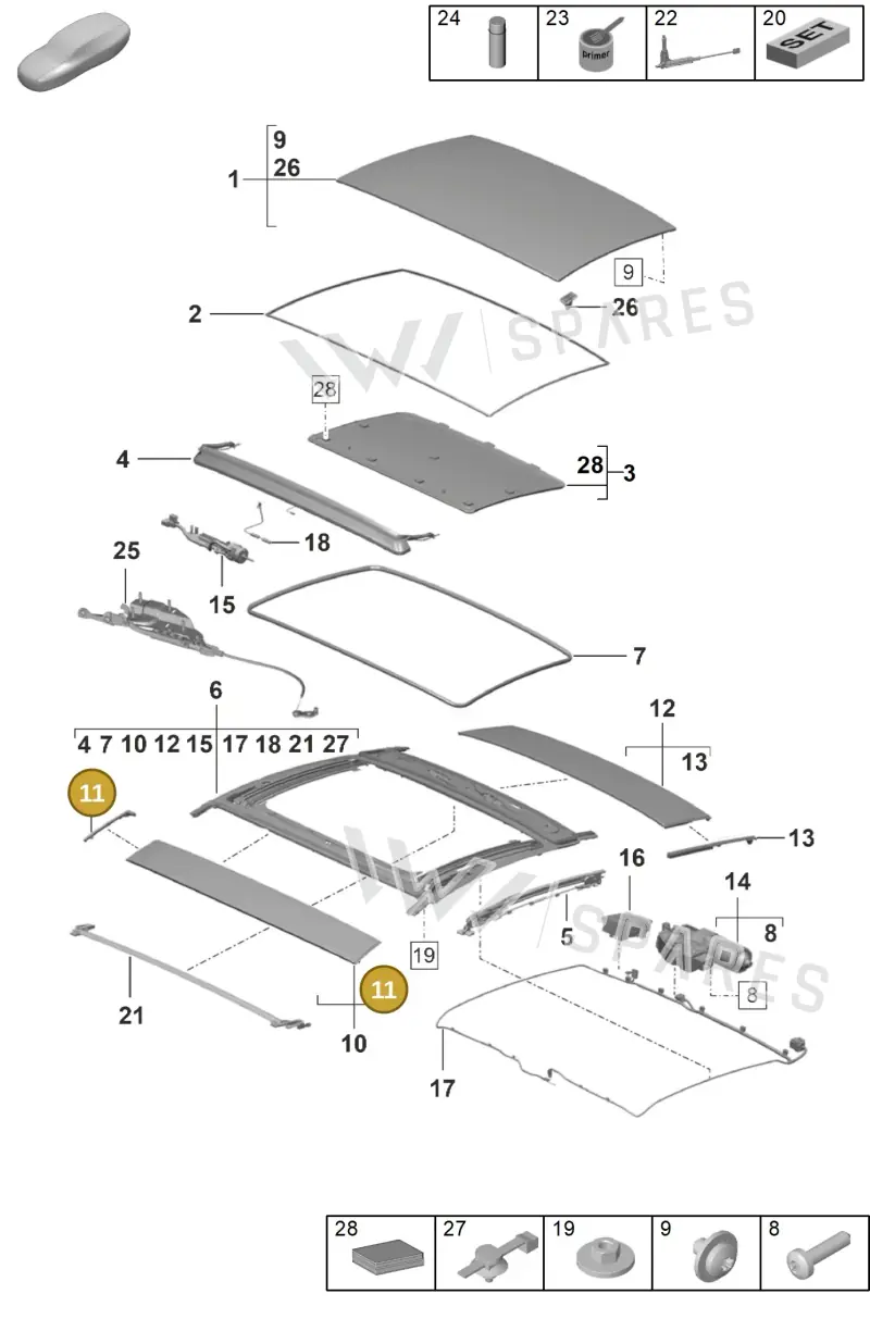 9P1877439 — Porsche 992 Sport Classic (2020-) diagram p53811000, position 11