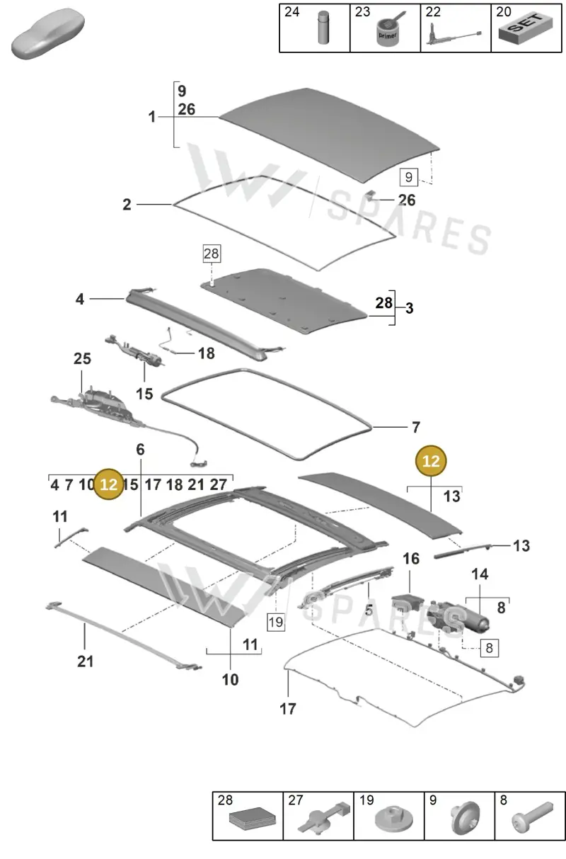 9P1898514GRV — Porsche 911 (2018-2024) diagram p53811000, position 12