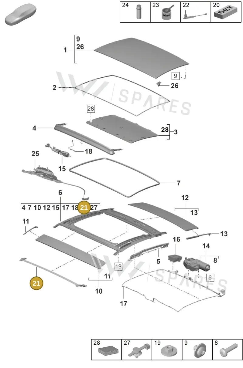 9P1898521 — Porsche 911 (2024-2025) diagram p53811000, position 21