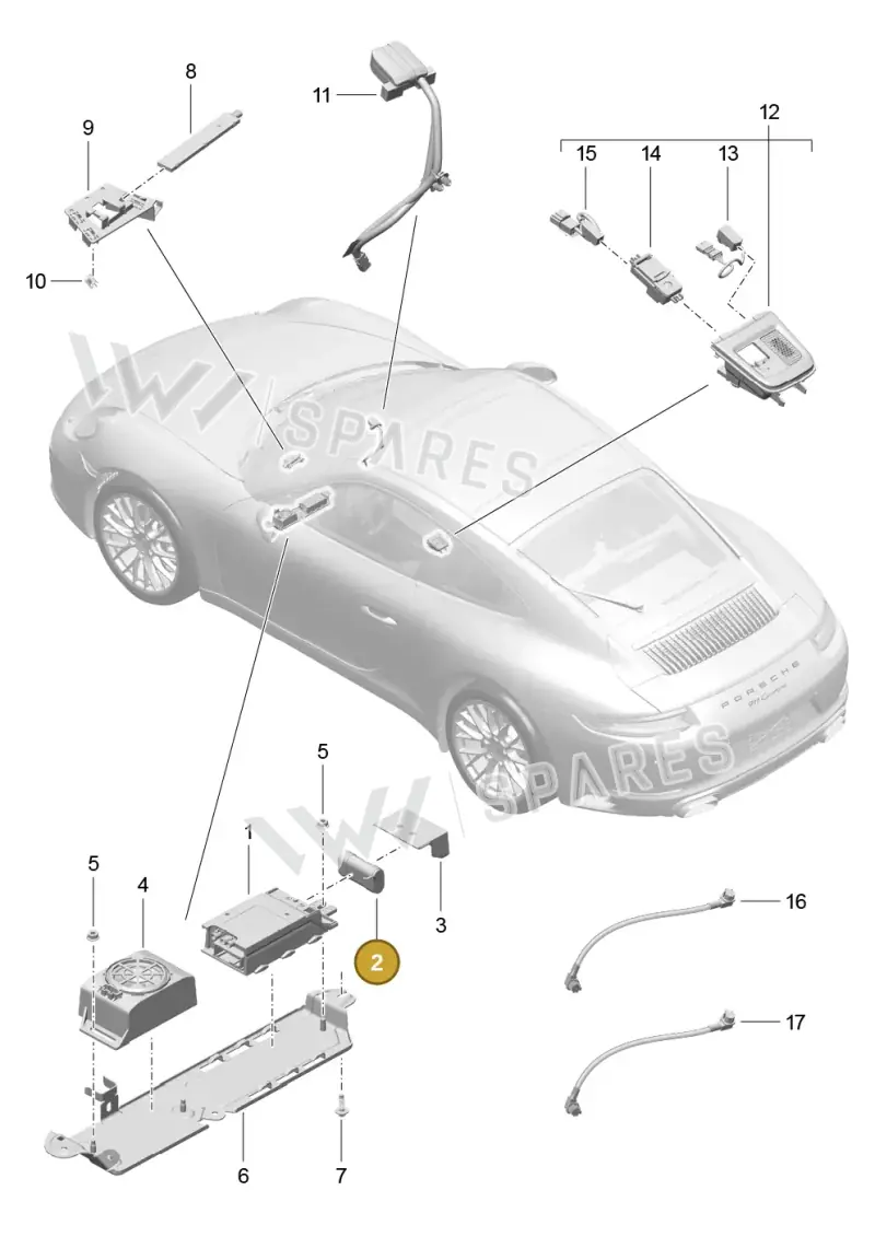9P1915611 — Porsche 911 (2016-2019) diagram p47911004, position 2