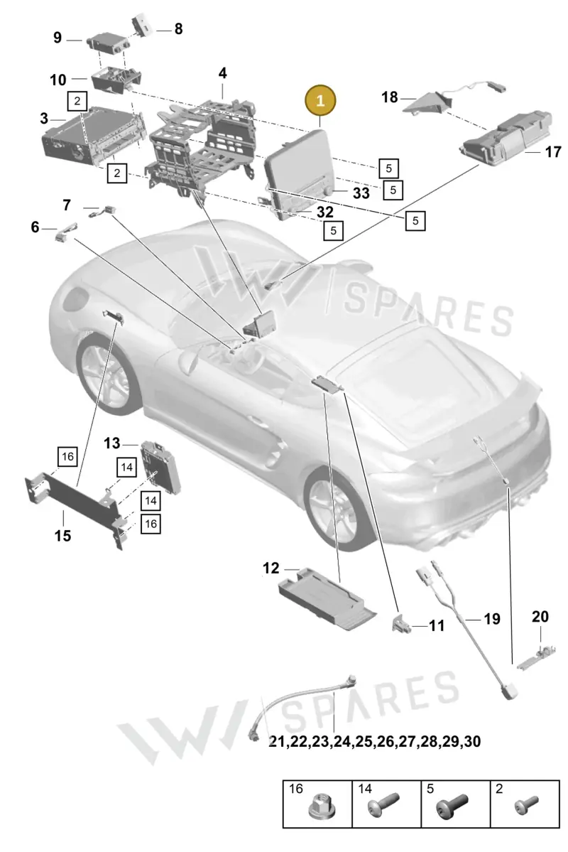 9P1919606HDML — Porsche Cayman (2019-2022) diagram p55911000, position 1