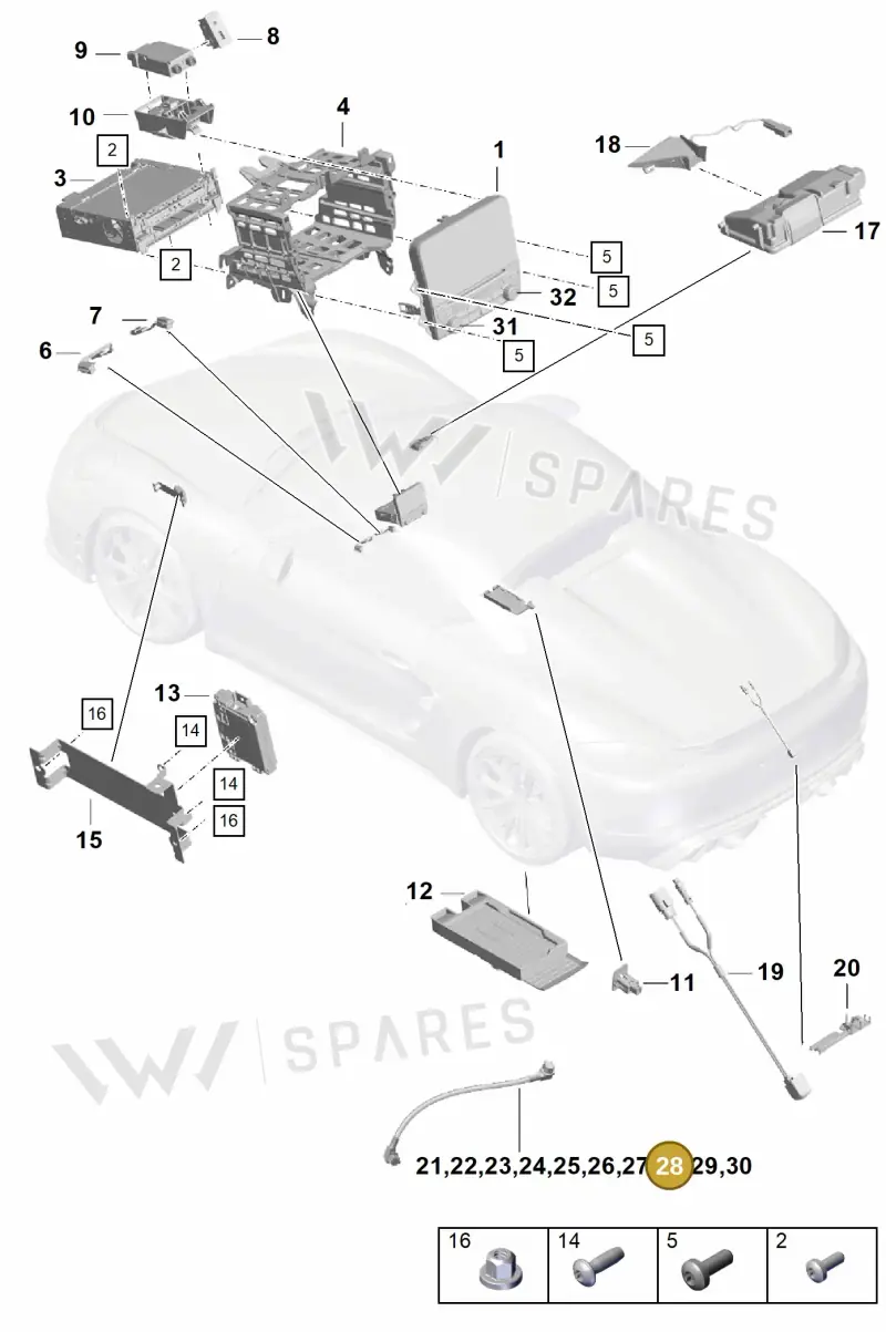 9P1979007 — Porsche Boxster Spyder (2019-2020) diagram p54911000, position 28