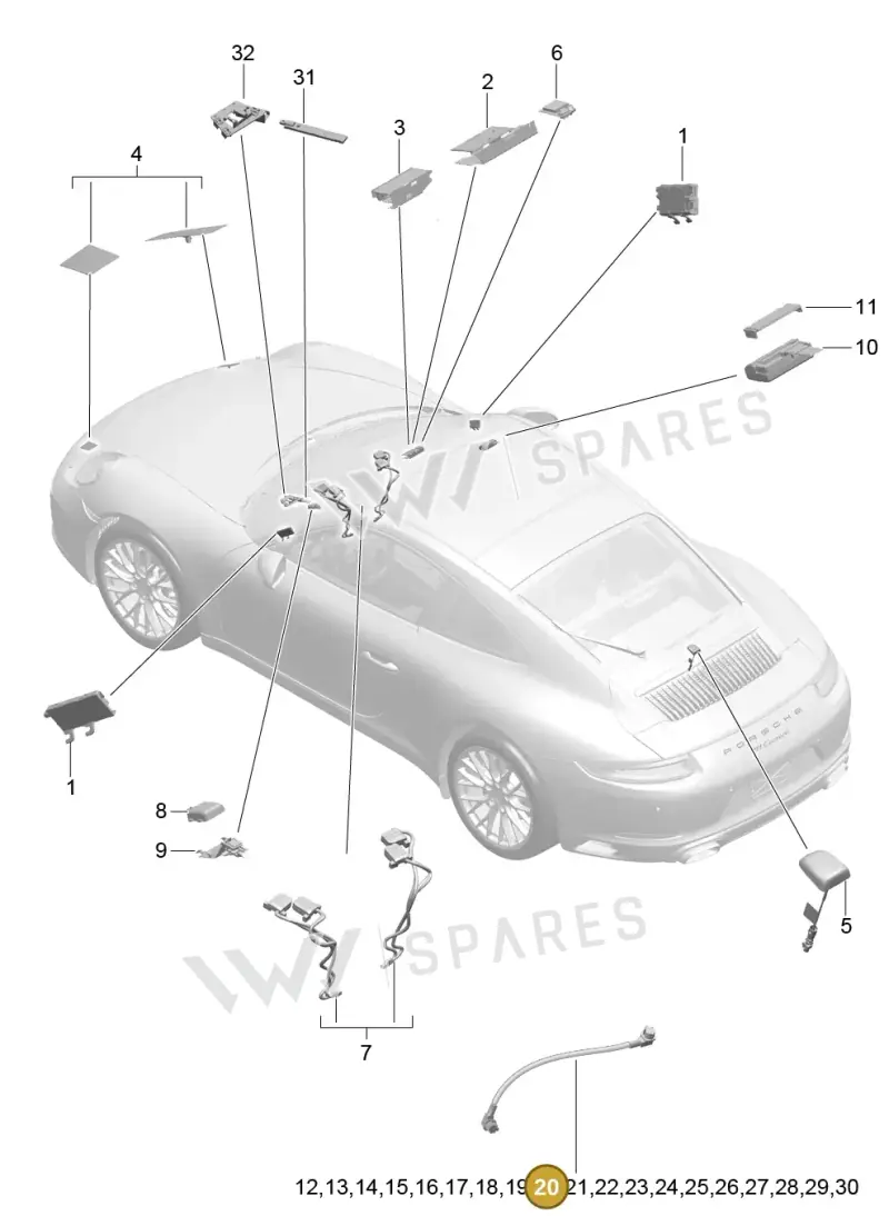 9P1979010 — Porsche 911 (2016-2019) diagram p47911002, position 20