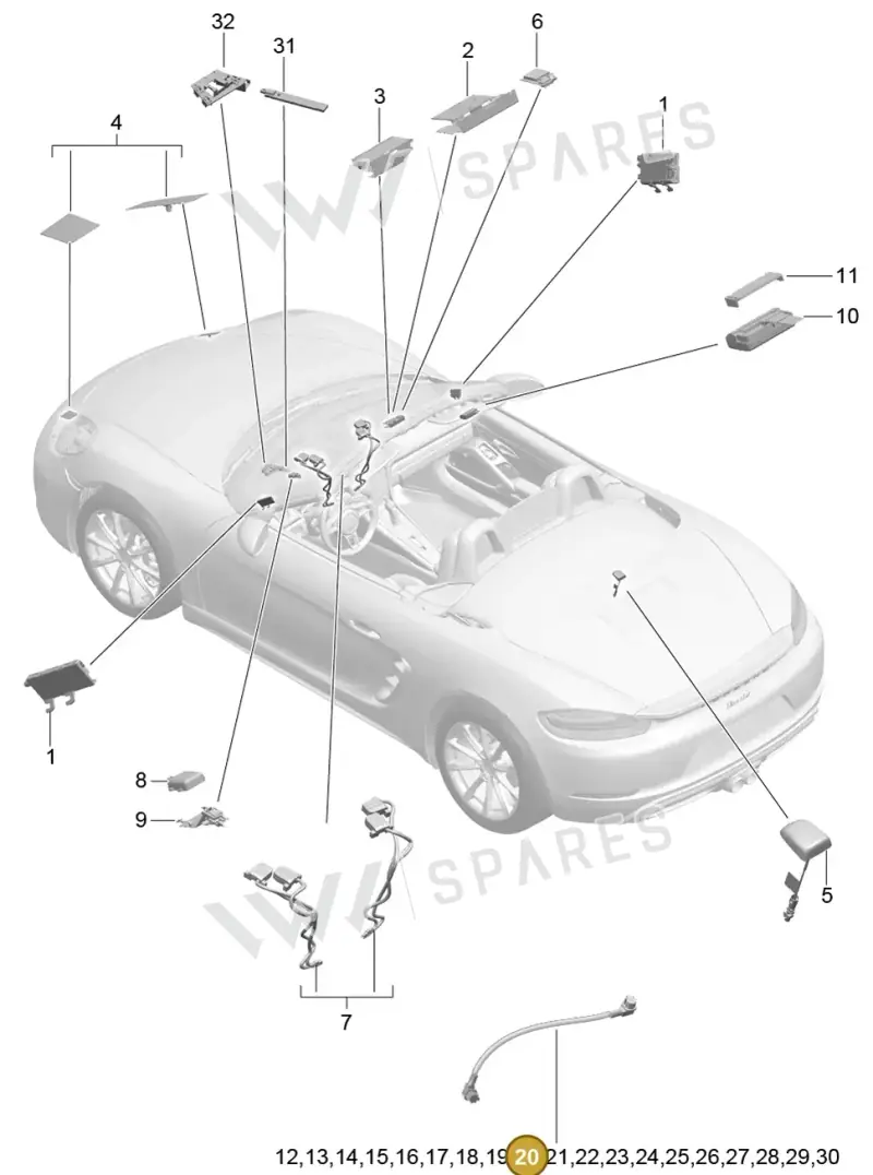 9P1979010 — Porsche Boxster (2016-2019) diagram p48911002, position 20