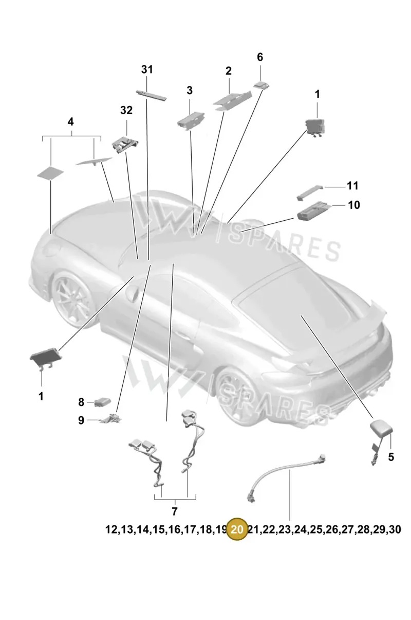 9P1979010 — Porsche Cayman (2019-2022) diagram p55911020, position 20