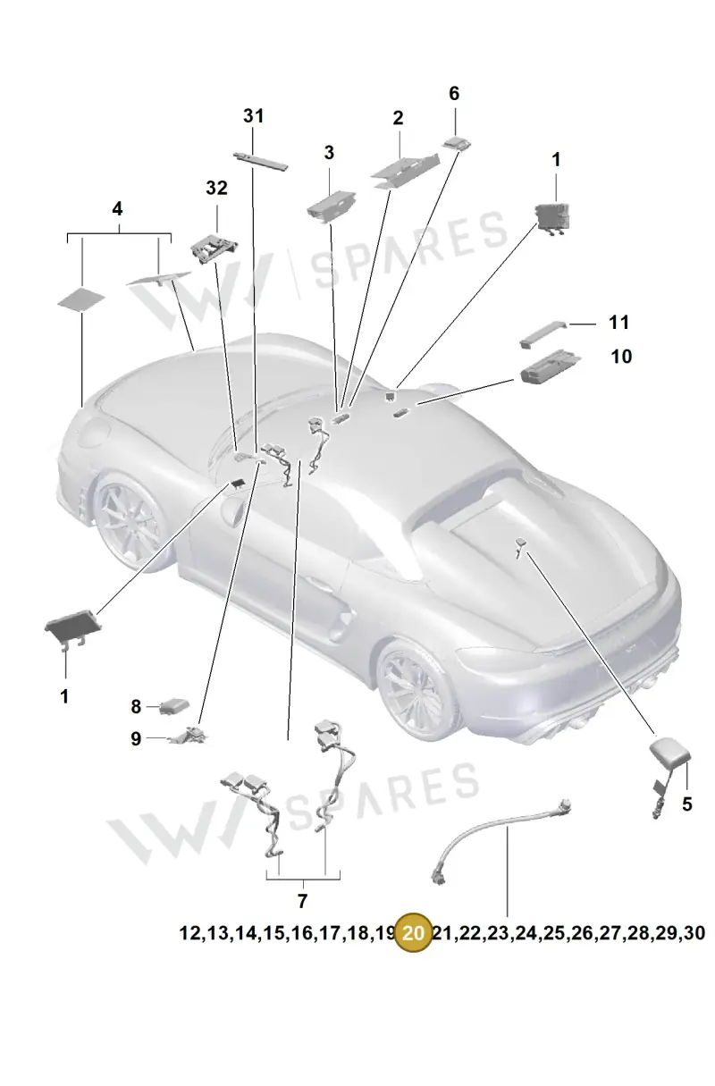 9P1979010 — Porsche Boxster Spyder (2019-2020) diagram p54911020, position 20