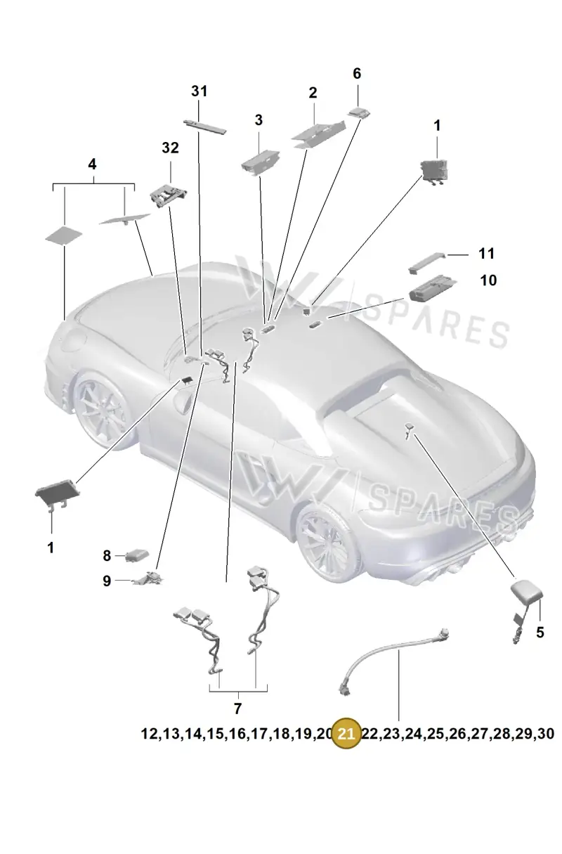 9P1979015 — Porsche Boxster Spyder (2019-2020) diagram p54911020, position 21