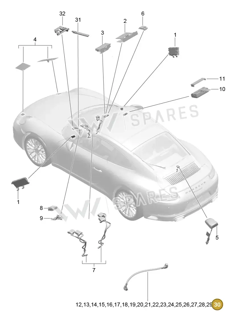9P1979020 — Porsche 911 (2016-2019) diagram p47911002, position 30