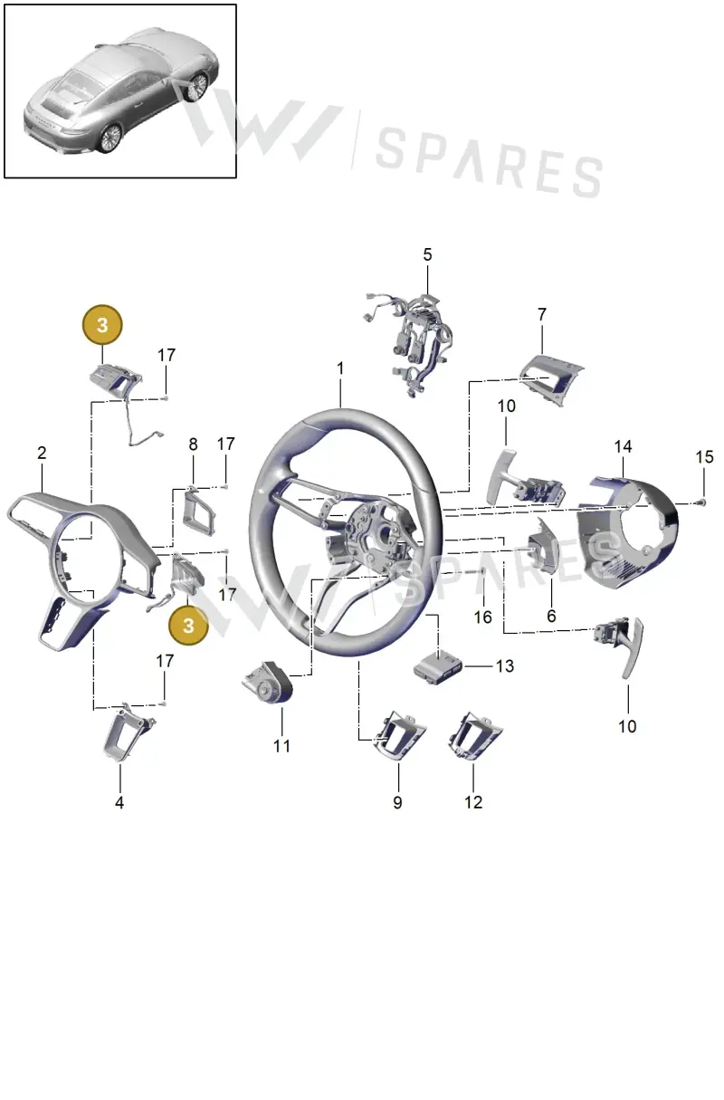 9P1998537GT8 — Porsche 911 (2016-2019) diagram p47403010, position 3