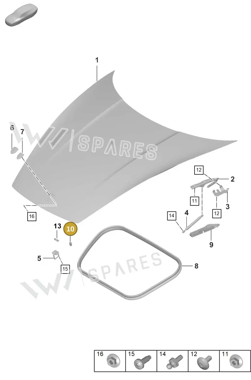 9P2827589 — Porsche 992 Carrera 4 GTS (2018-2024) diagram p53803000, position 10