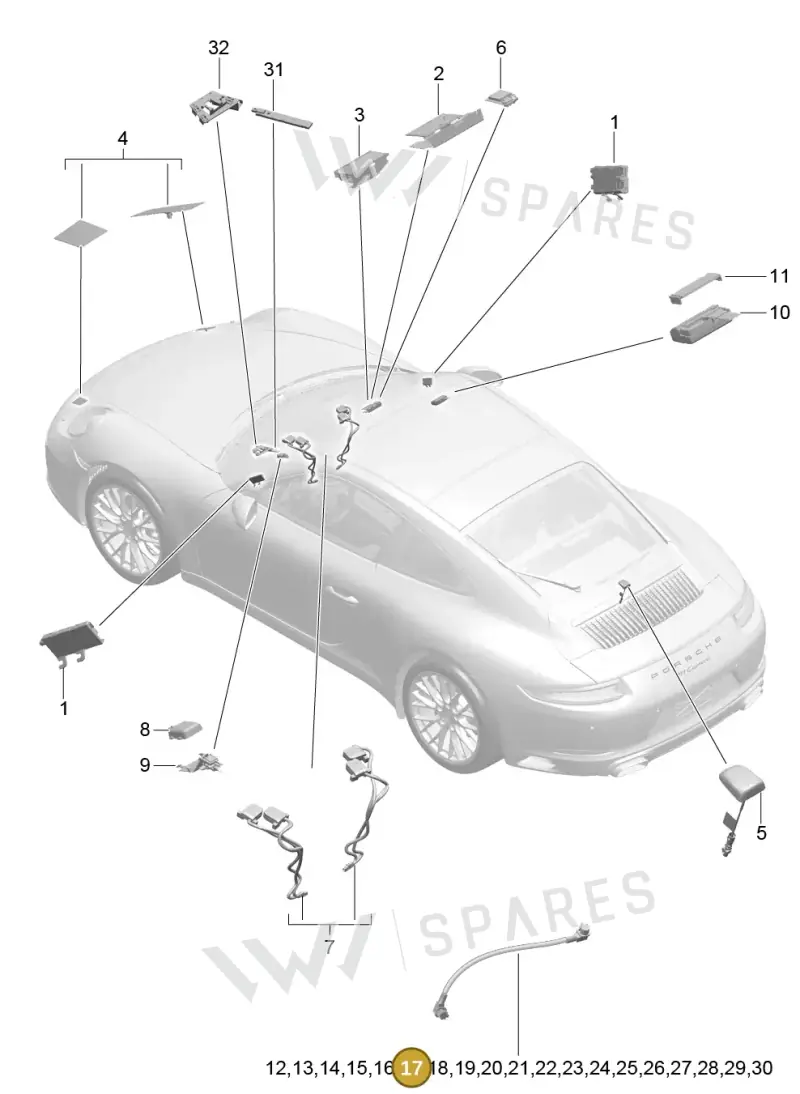 9P3979007 — Porsche 911 (2016-2019) diagram p47911002, position 17