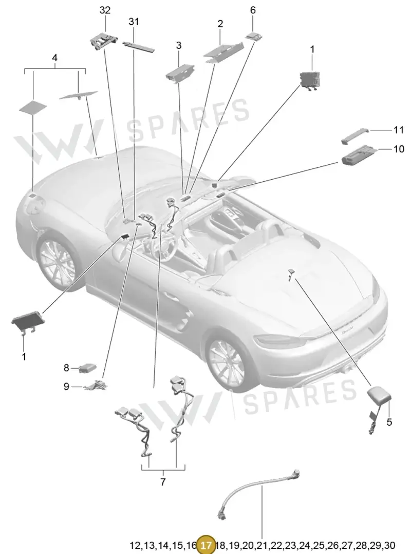 9P3979007 — Porsche Boxster (2016-2019) diagram p48911002, position 17