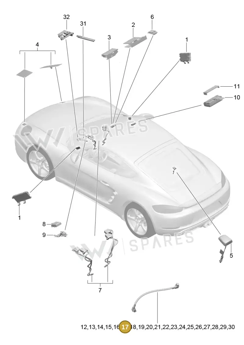 9P3979007 — Porsche Cayman (2016-2019) diagram p50911002, position 17