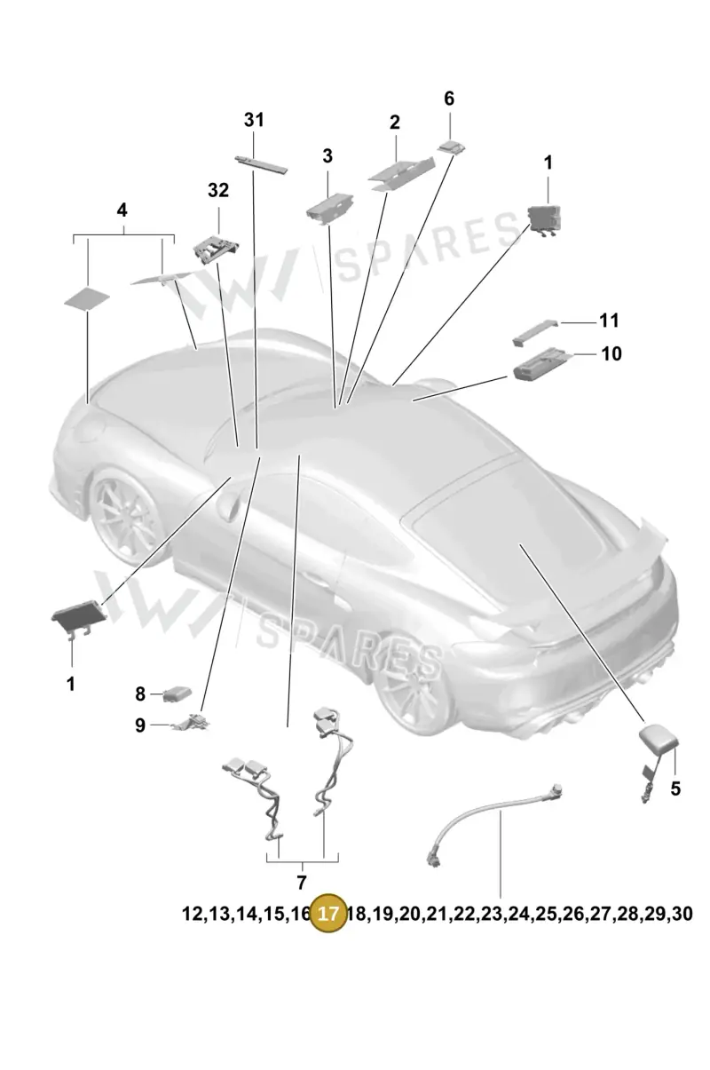 9P3979007 — Porsche Cayman (2019-2022) diagram p55911020, position 17
