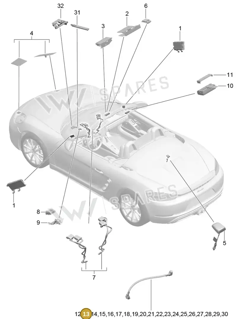 9P3979009 — Porsche Boxster (2016-2019) diagram p48911002, position 13