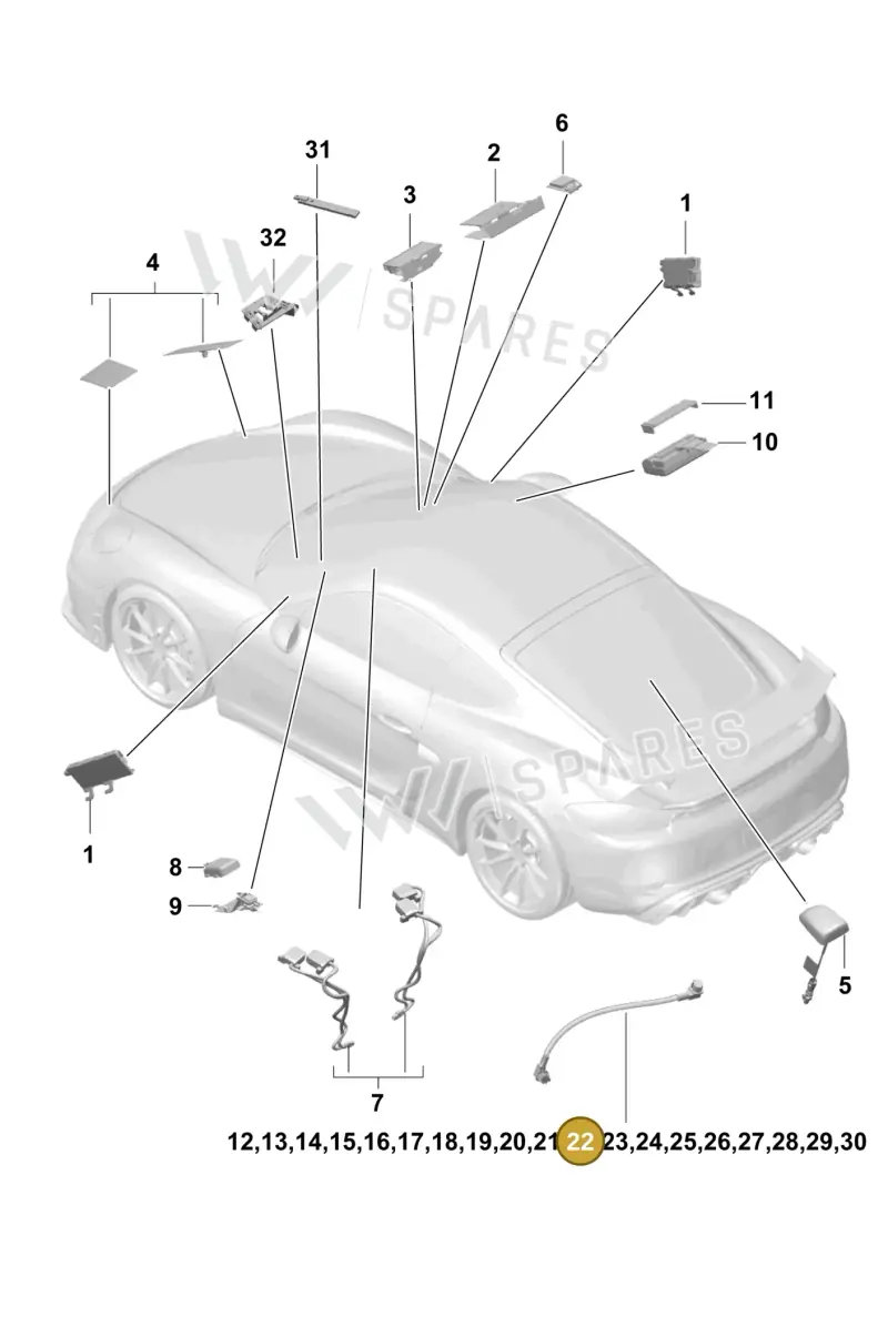 9P3979010 — Porsche Cayman (2019-2022) diagram p55911020, position 22