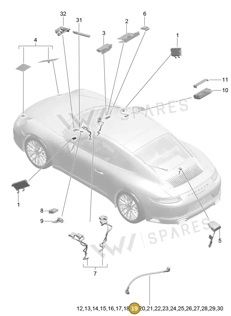 9P3979019 — Porsche 911 (2016-2019) diagram p47911002, position 19