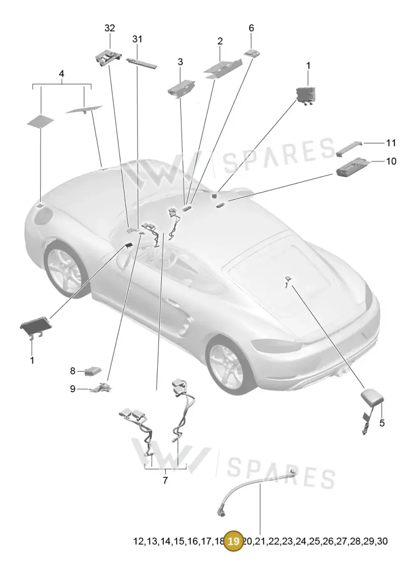 9P3979019 — Porsche Cayman (2016-2019) diagram p50911002, position 19