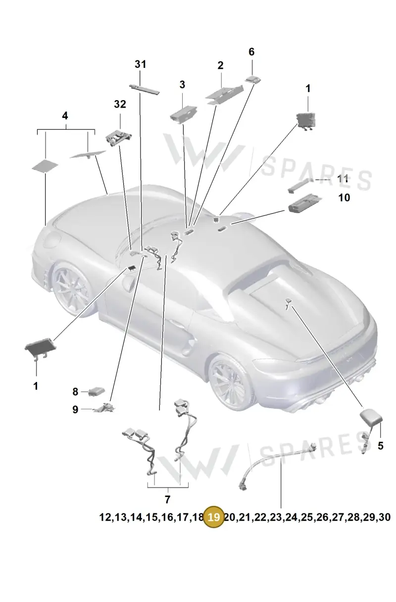 9P3979019A — Porsche Boxster Spyder (2019-2020) diagram p54911020, position 19