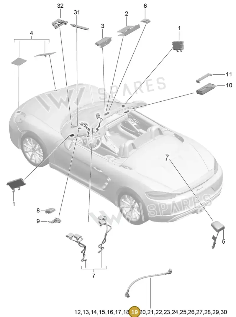 9P3979019 — Porsche Boxster (2016-2019) diagram p48911002, position 19
